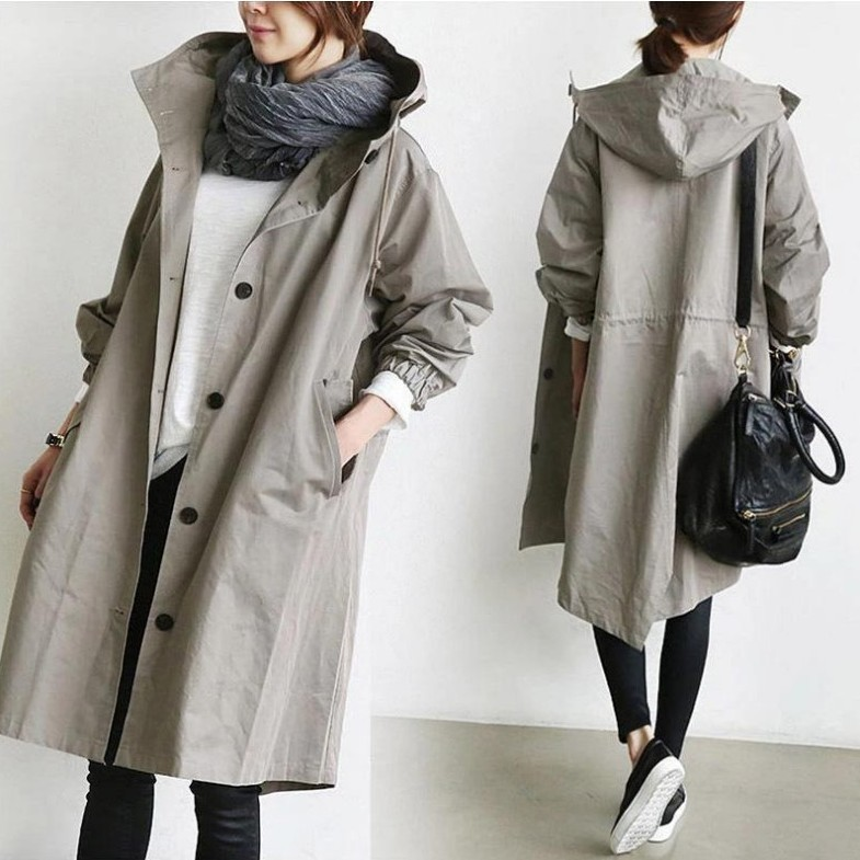 Wasserdichte Regenjacke für Damen mit langem Schnitt | Praktisch