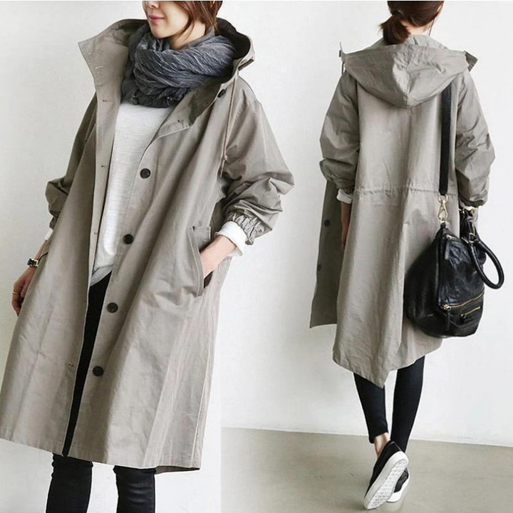 Wasserdichte Regenjacke für Damen mit langem Schnitt | Praktisch