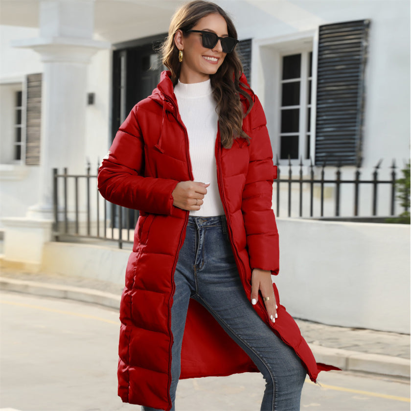 Damen Puffer Lange Mantel | Reißverschluss