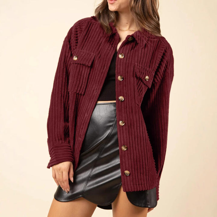 Damen Übergroße Cord jacke mit Knöpfen | Lange Ärmel