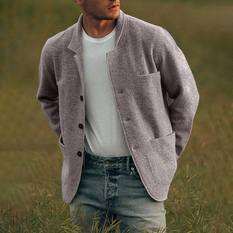 Herren-Freizeit Woll Jacke mit Knopfleiste | Warme