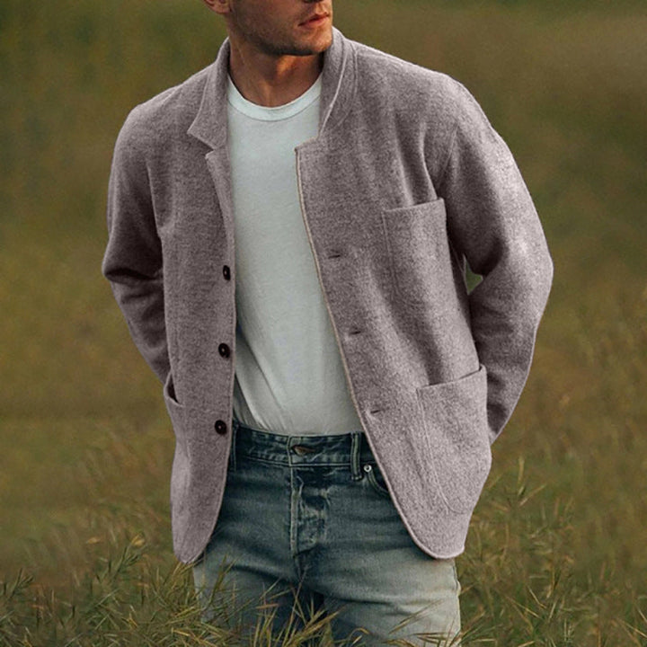 Herren-Freizeit Woll Jacke mit Knopfleiste | Warme
