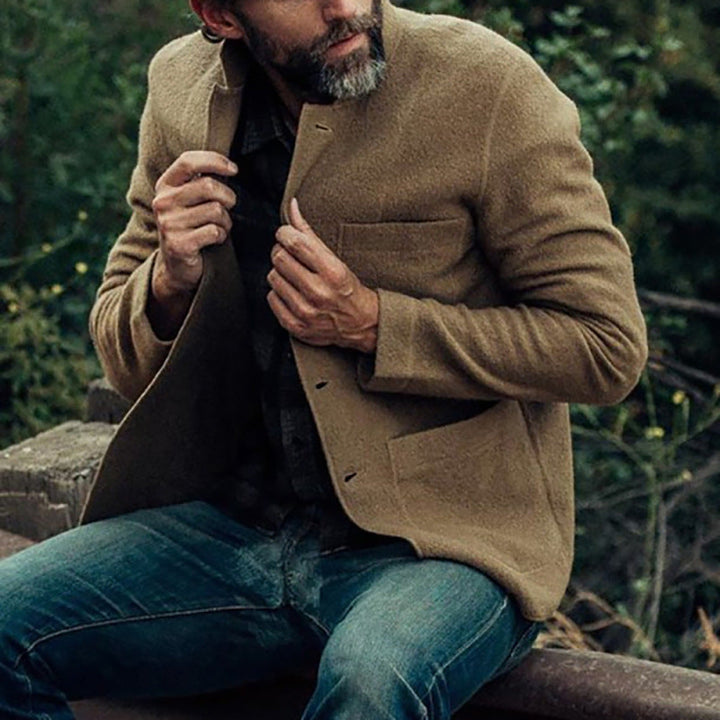 Herren-Freizeit Woll Jacke mit Knopfleiste | Warme