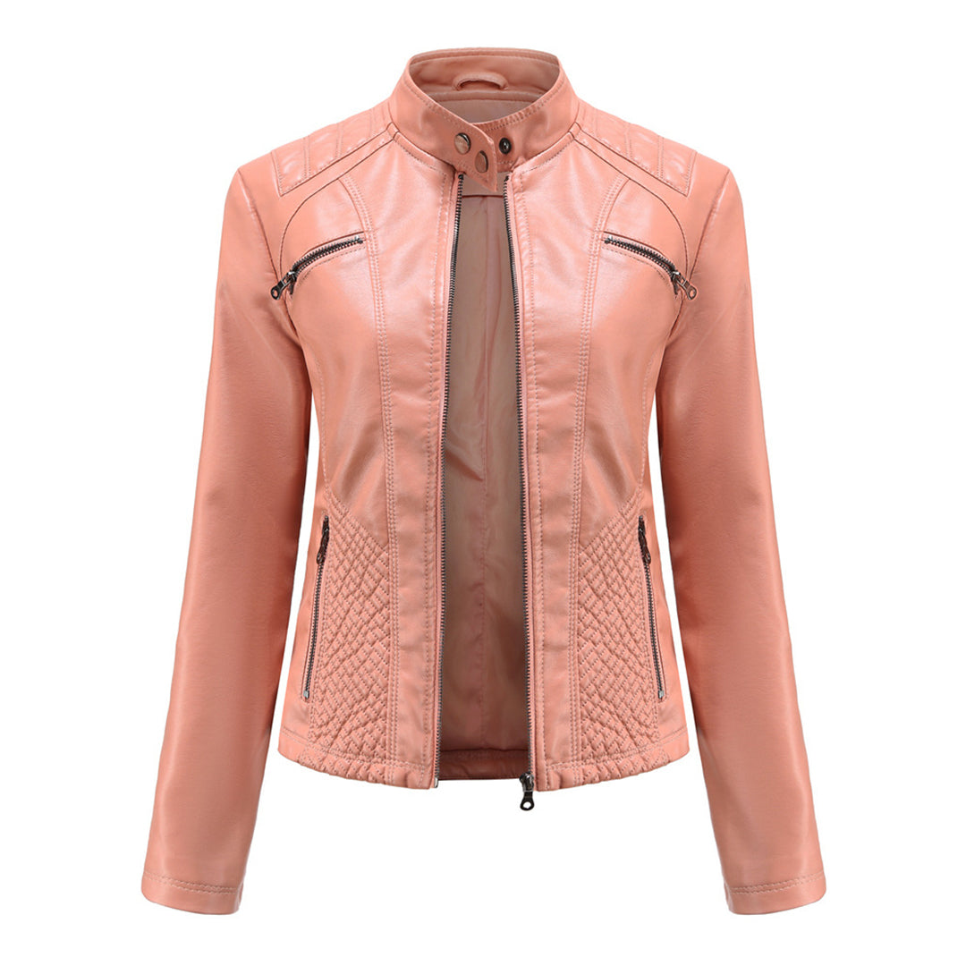 Damen Biker Jacke mit Reißverschluss | Lange Ärmel