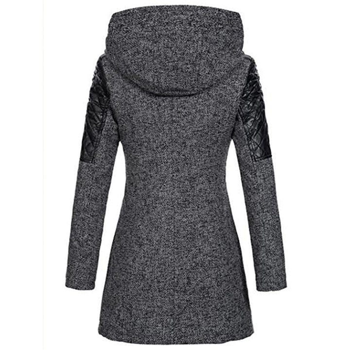 Damen-Langjacke mit Kapuze und gesteppten Ärmeln | Asymmetrischer Reißverschluss