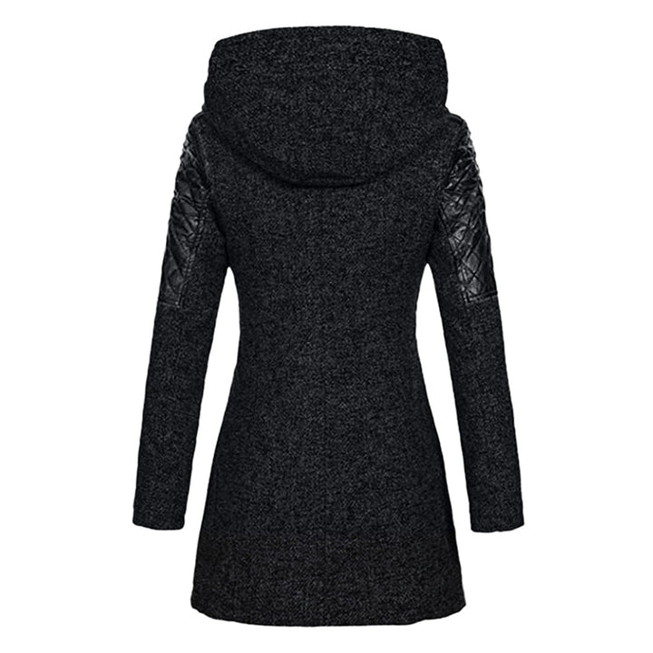 Damen-Langjacke mit Kapuze und gesteppten Ärmeln | Asymmetrischer Reißverschluss