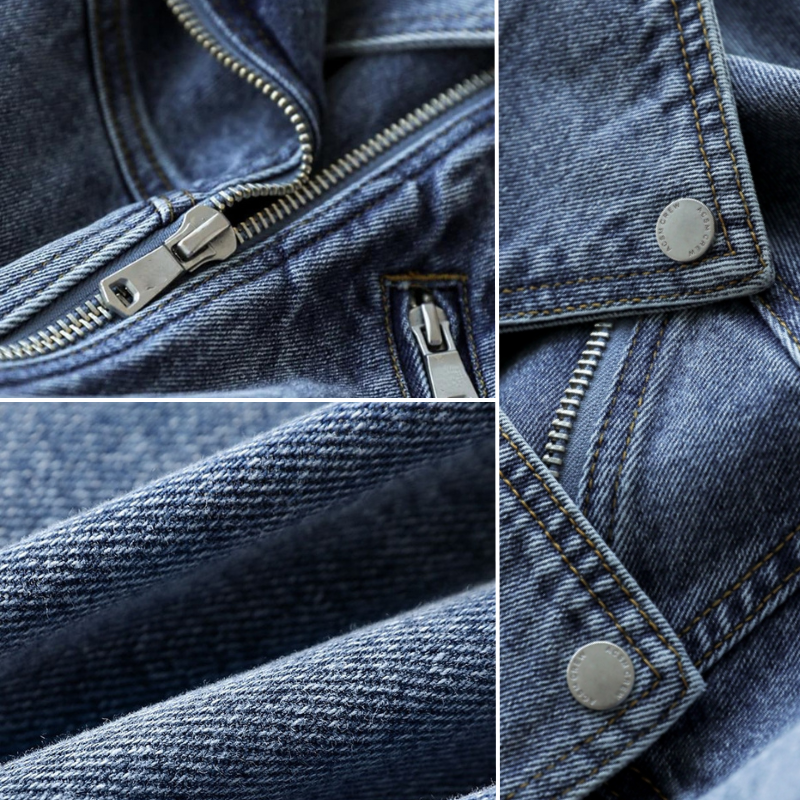 Damen Modische Jeansjacke mit Reißverschluss | Weinlese