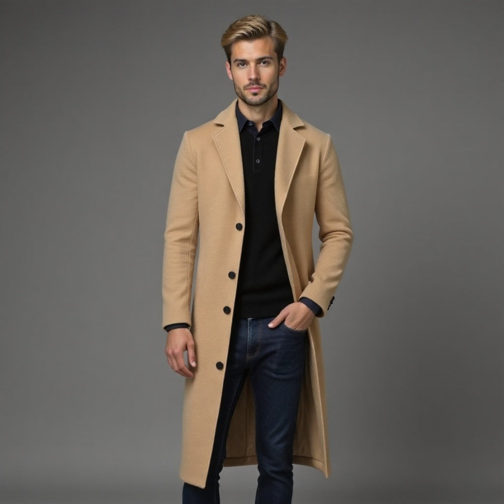 Herren Klassisch Schmaler Schnitt Formeller Trench Mantel | Winter