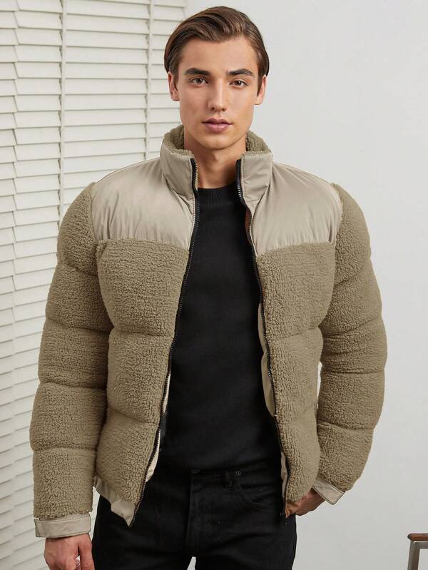 Herren Schlanke Passform Teddy Jacke | Kurz