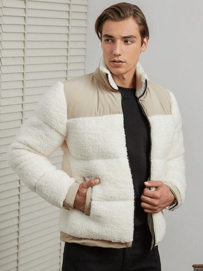 Herren Schlanke Passform Teddy Jacke | Kurz