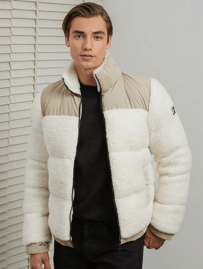 Herren Schlanke Passform Teddy Jacke | Kurz