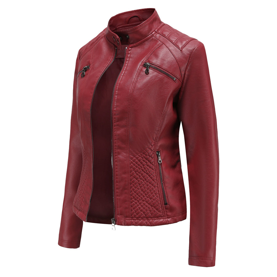Damen Biker Jacke mit Reißverschluss | Lange Ärmel