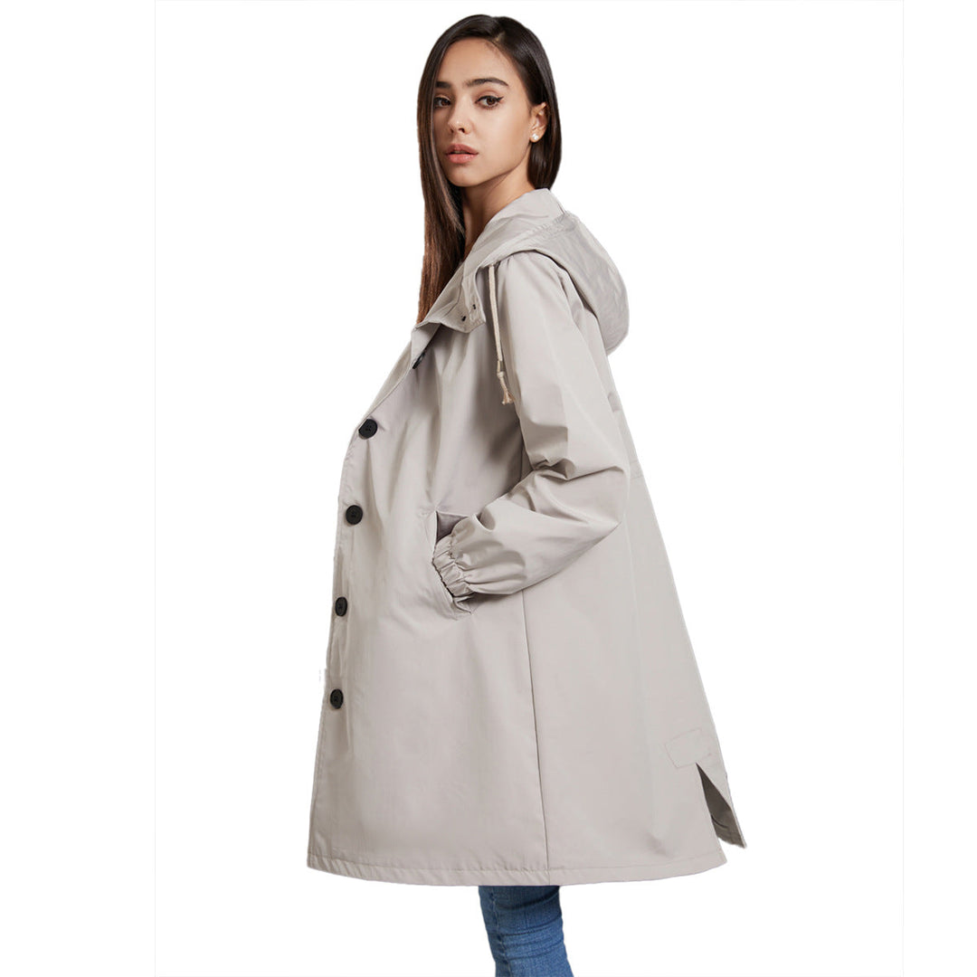 Damen Wasserdichte Regenjacke mit Knopfleiste | Draußen