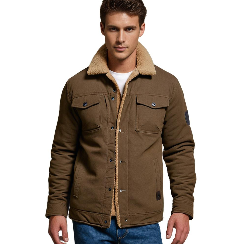 Herren Warme Jacke mit Knopfleiste | Langen Ärmeln
