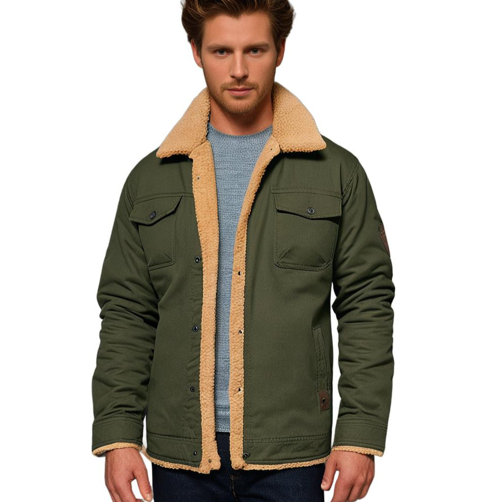 Herren Warme Jacke mit Knopfleiste | Langen Ärmeln