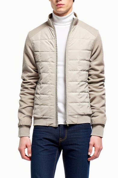Herren-Reißverschluss Winter Steppjacke | Stand Kragen
