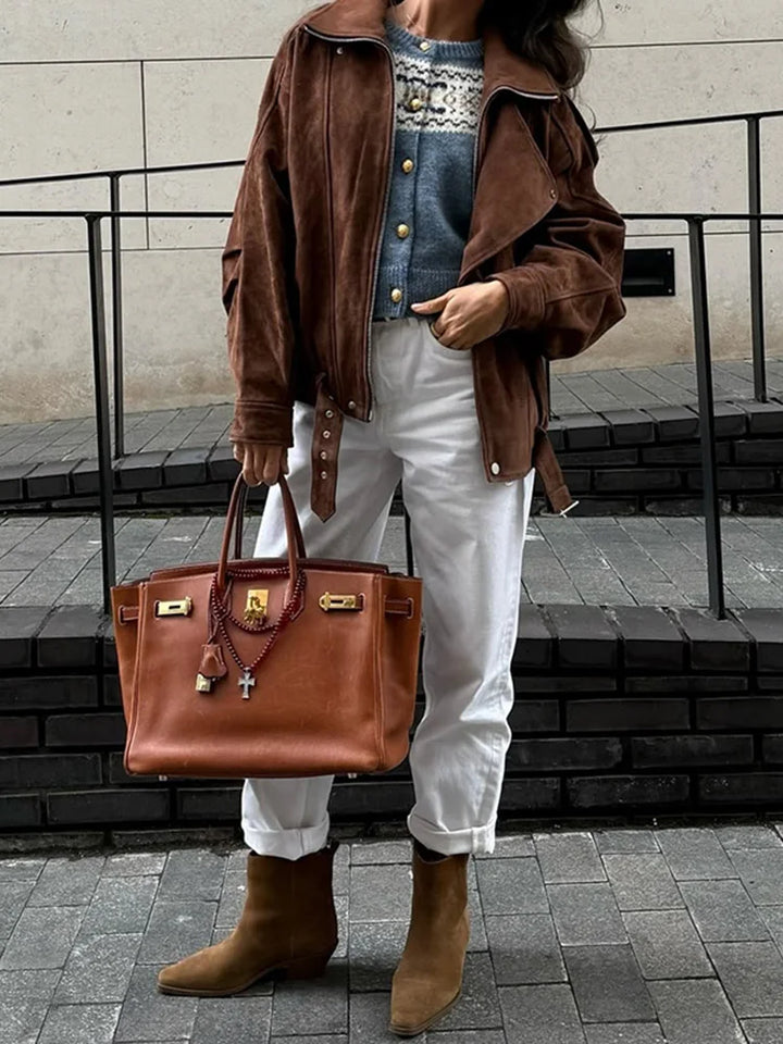Damen Übergroß-Jacke mit Reißverschluss | Weinlese