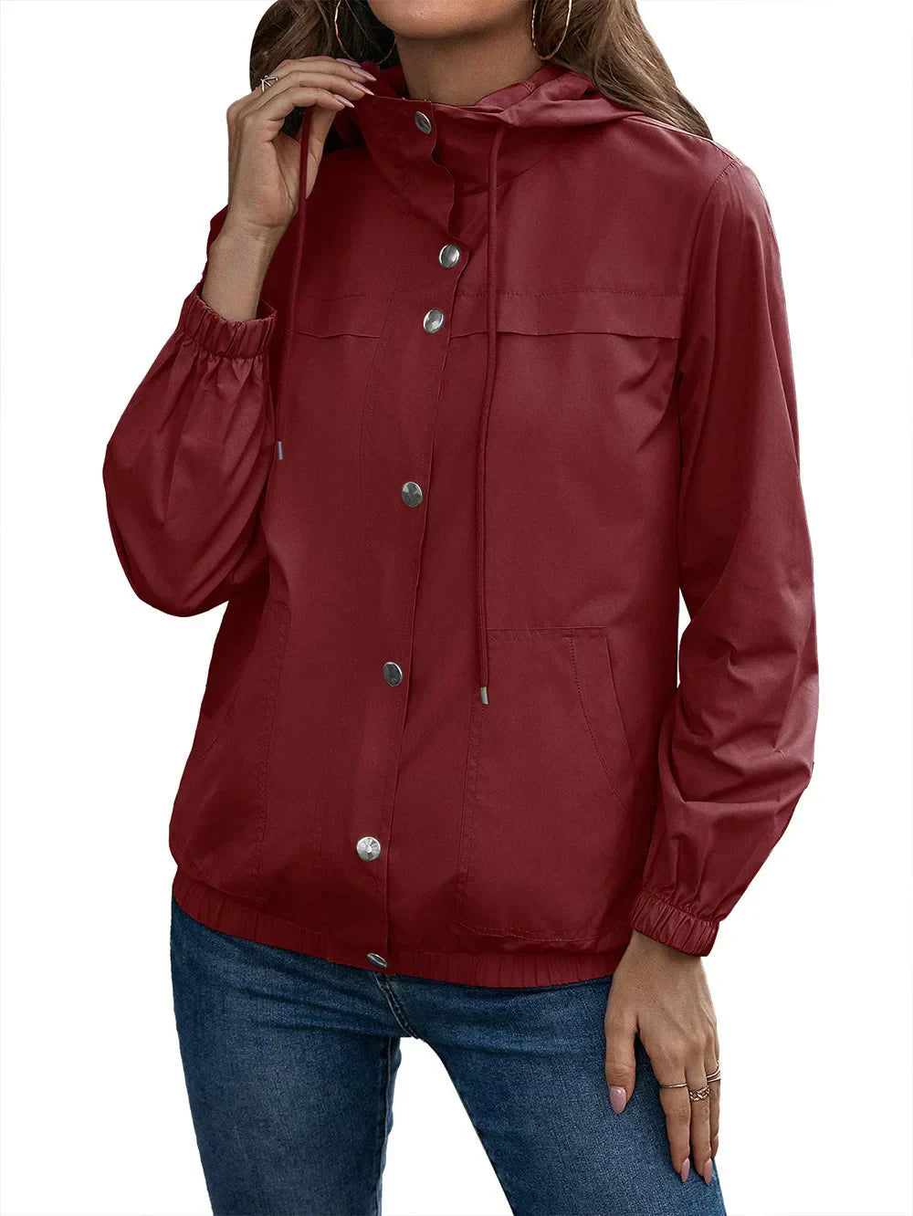Wasserdichte und winddichte Regenjacke mit Kapuze  für Damen | Draußen