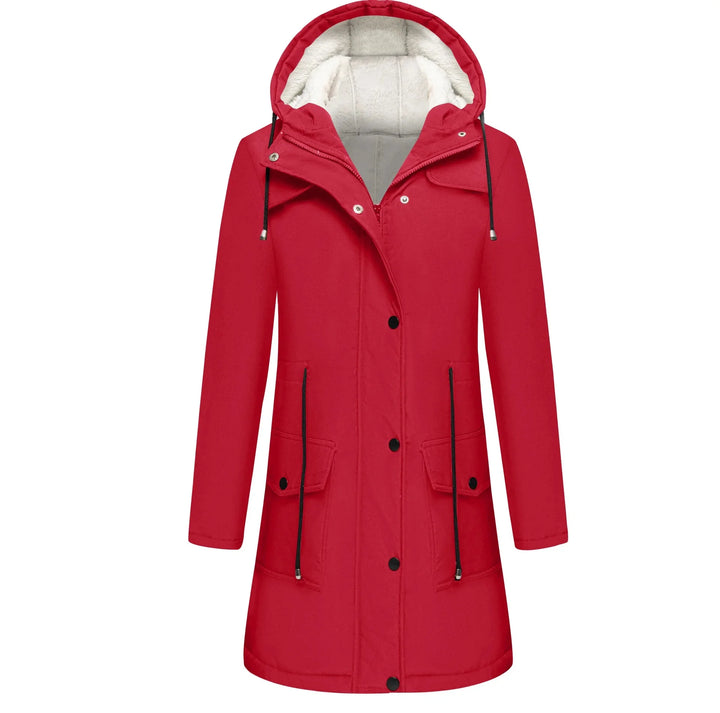 Damen Lange Winterjacke mit Kapuze | Warme