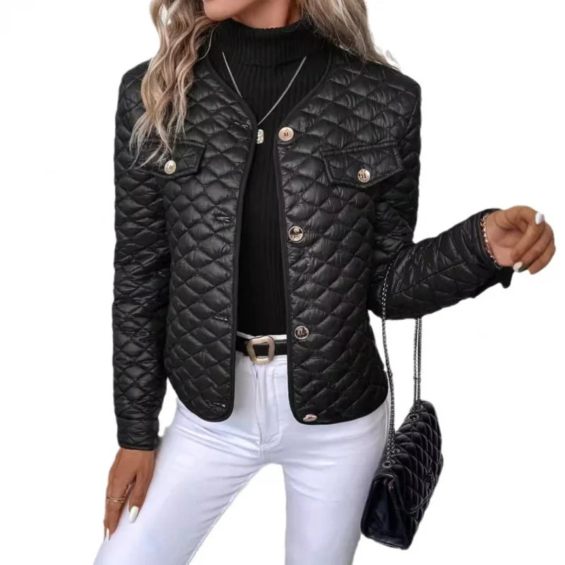 Damen Pufferjacke mit Fronttaschen | Knopfleiste