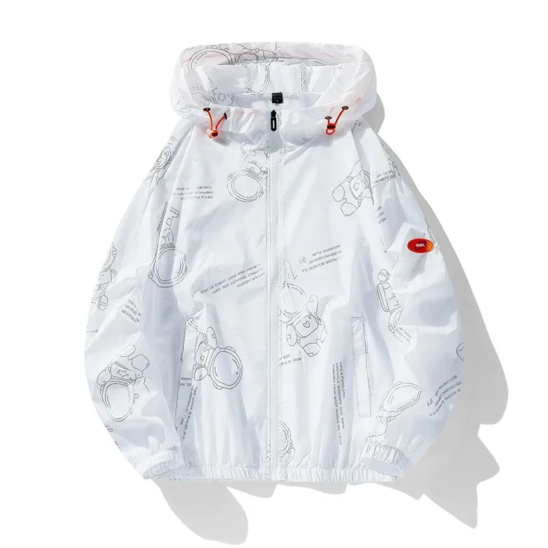Unisex-Windjacke mit gerippten Ärmeln und langen Ärmeln | Kapuze
