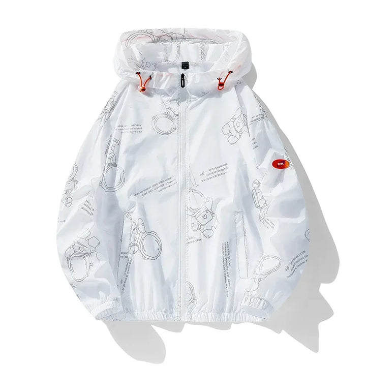 Unisex-Windjacke mit gerippten Ärmeln und langen Ärmeln | Kapuze
