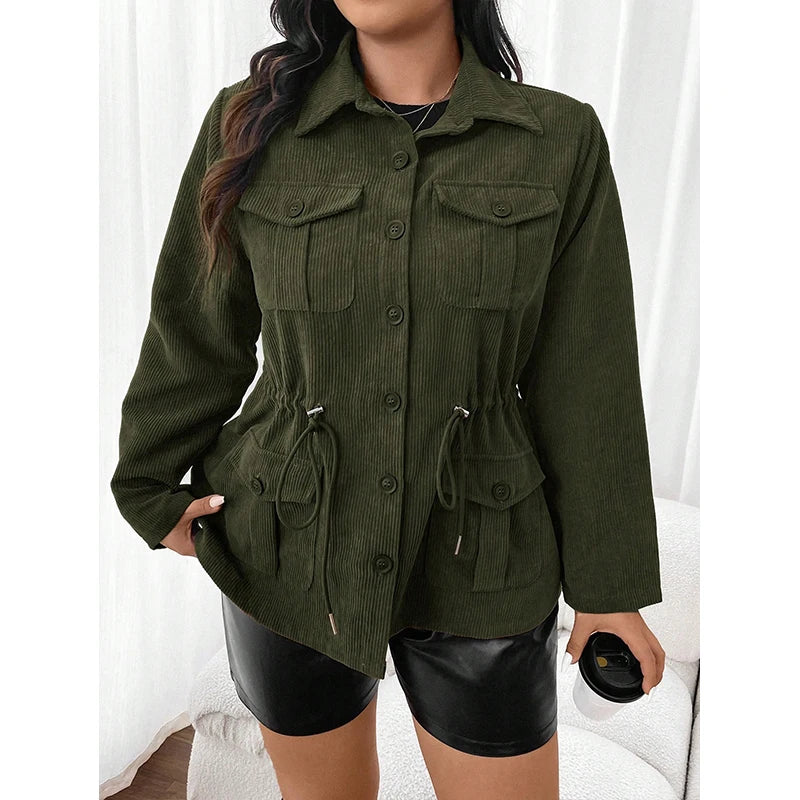 Damen Knopfleiste Cord jacke | Warme