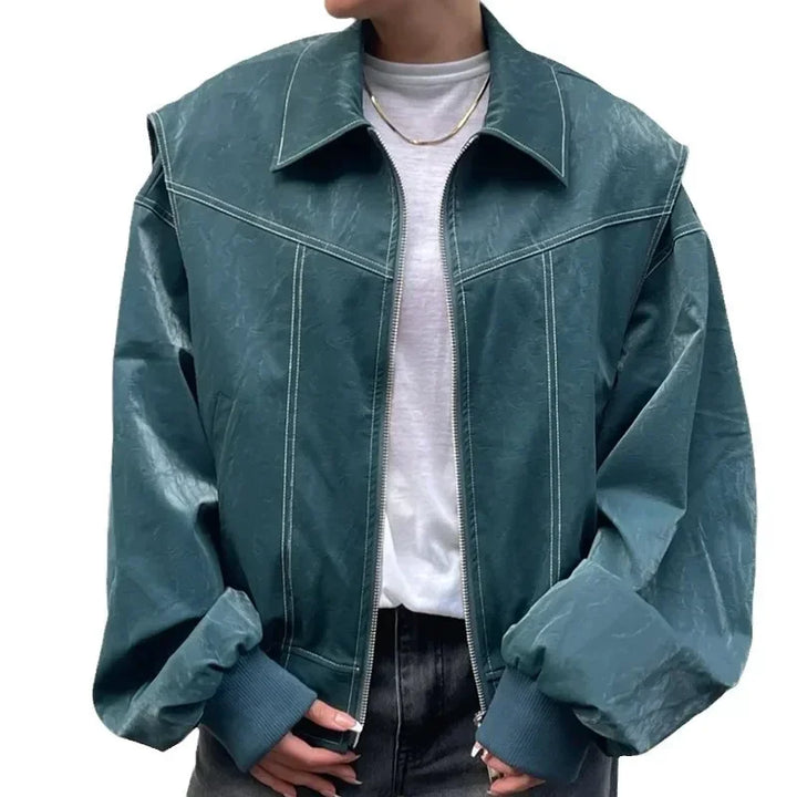 Damen Übergroß Bikerjacke | Lange Ärmel