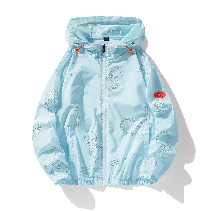 Unisex-Windjacke mit gerippten Ärmeln und langen Ärmeln | Kapuze