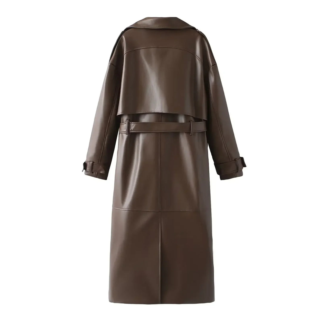 Damen Lange Weinlese Trench Coat | Gürtel