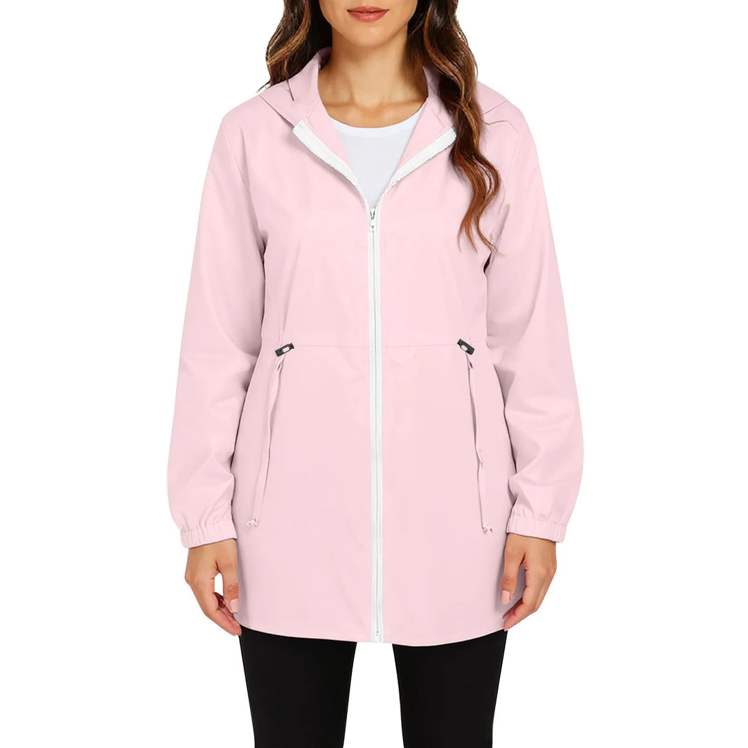 Damen-Windjacke mit langem Reißverschluss | Kapuze