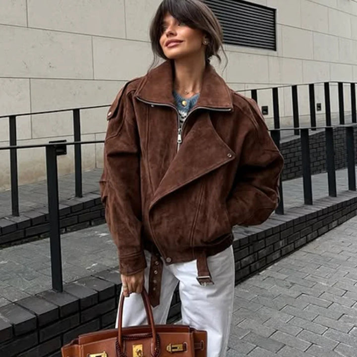 Damen Übergroß-Jacke mit Reißverschluss | Weinlese