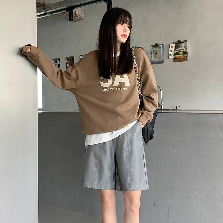 High-waist shorts im lederstyle für damen