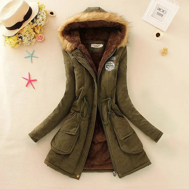 Damen Warme Winterparka-Jacke | Kapuze