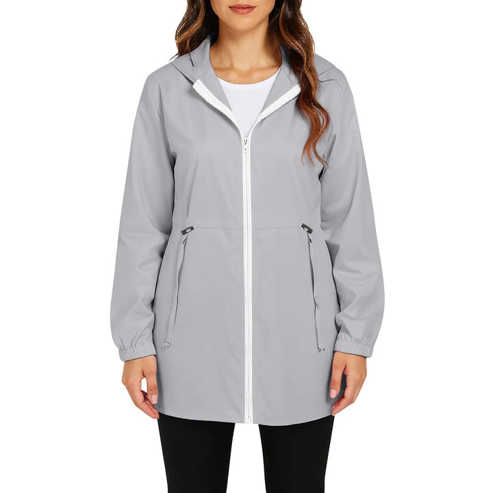 Damen-Windjacke mit langem Reißverschluss | Kapuze