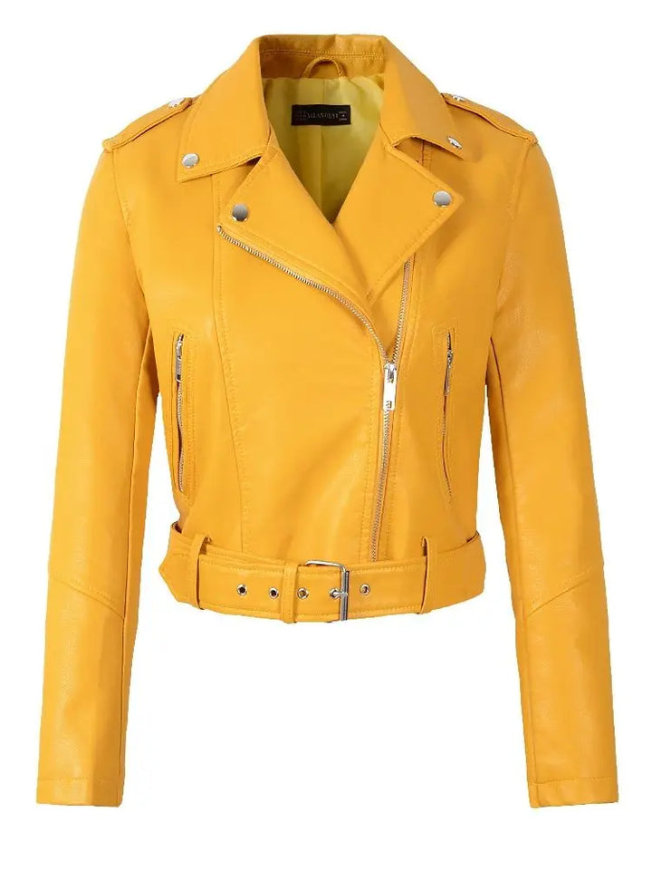 Bikerjacke mit Gürtel und Reißverschlüssen für Damen | Vielseitig