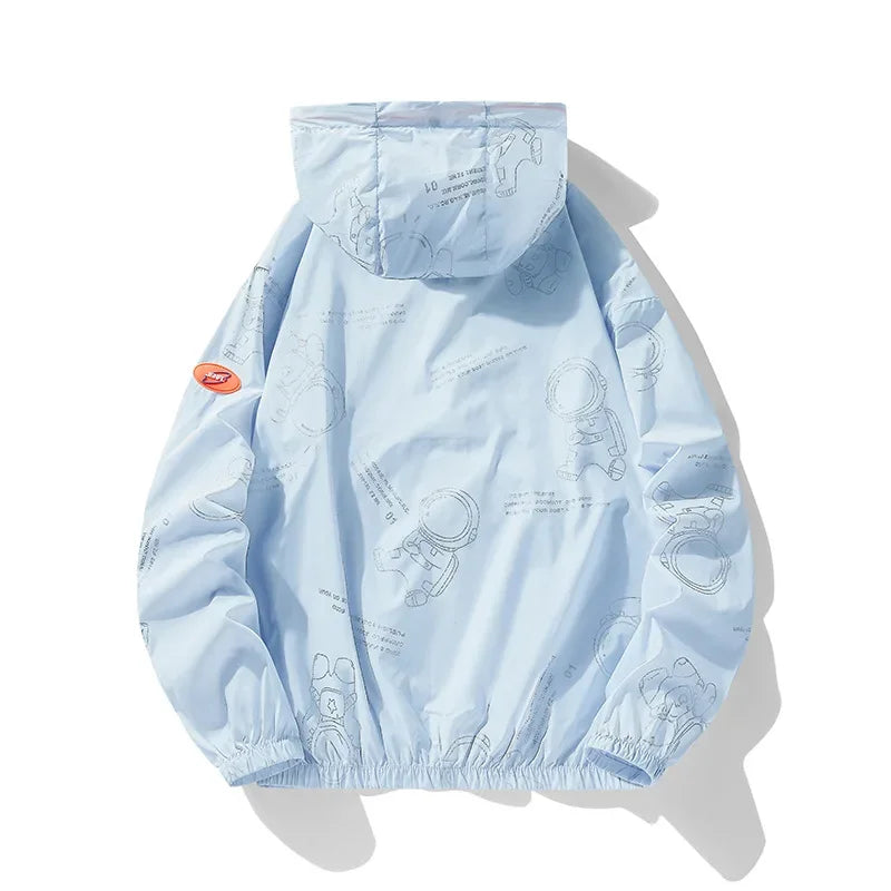 Unisex-Windjacke mit gerippten Ärmeln und langen Ärmeln | Kapuze
