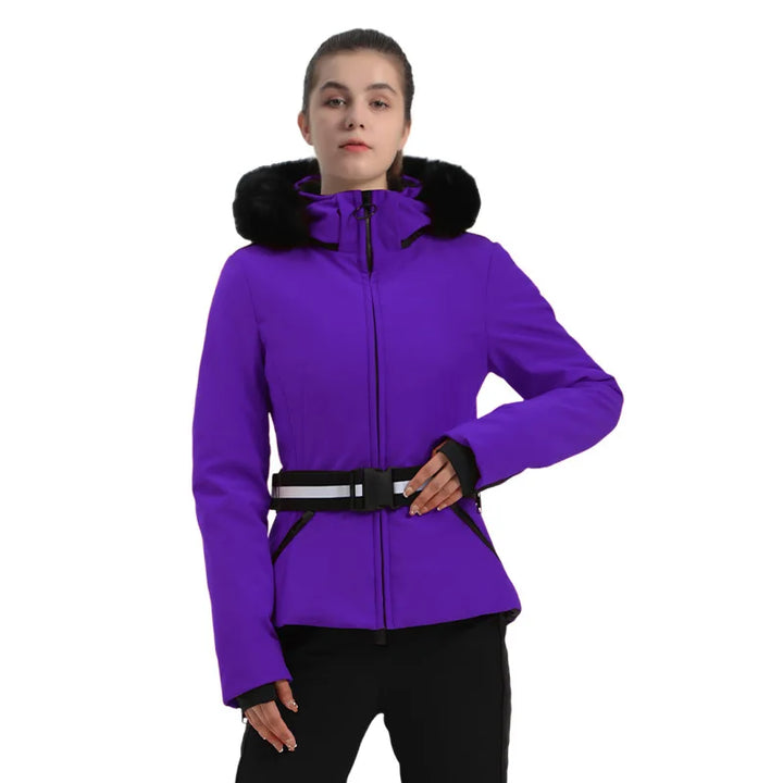Strukturiert Ski jacke mit Kapuze für Damen | Praktisch