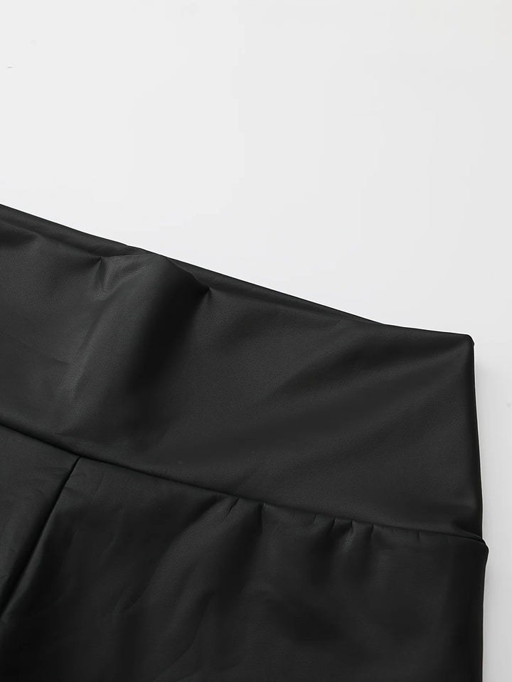 Elegante schwarze leggings im lederlook