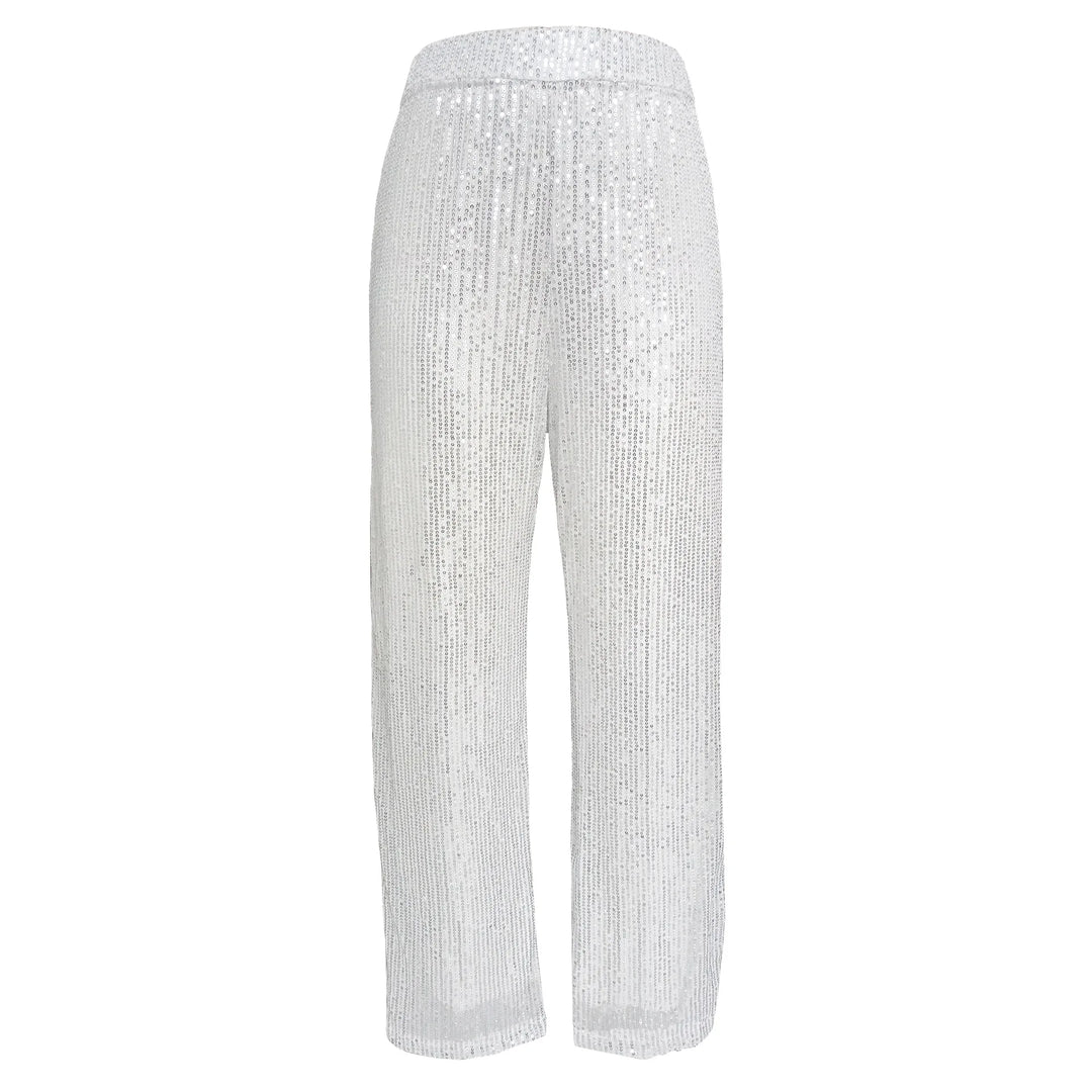 Funkelnde paillettenhose mit weitem bein