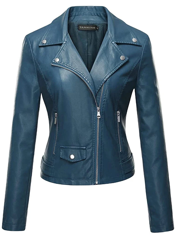 Lässige Jacke mit Revers und Reißverschluss für Damen | Modisch