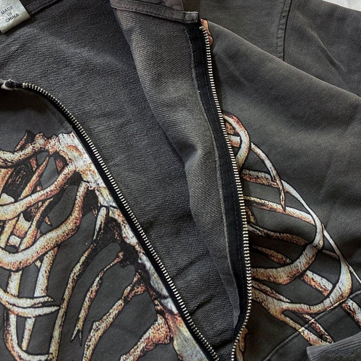 Kapuzenpullover mit retro-knochenprint