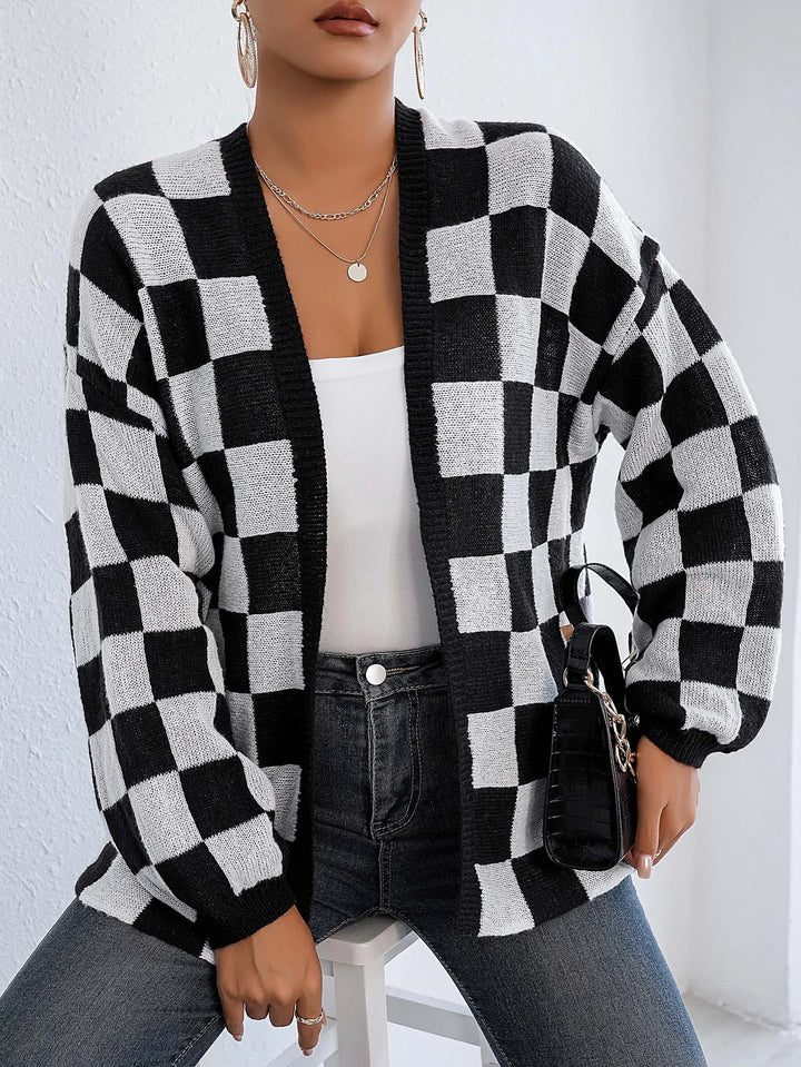 Damen Warme Flickwerk Strickjacke | Gestrickt