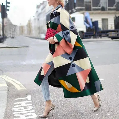 Damen Lange Trench Coat | Glockenärmel