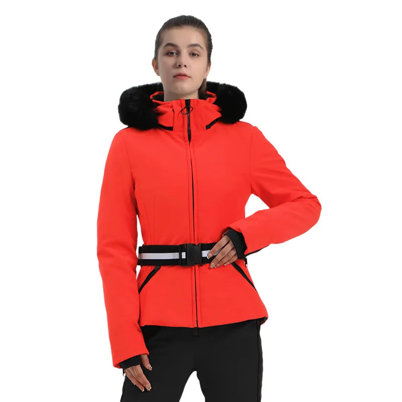 Strukturiert Ski jacke mit Kapuze für Damen | Praktisch
