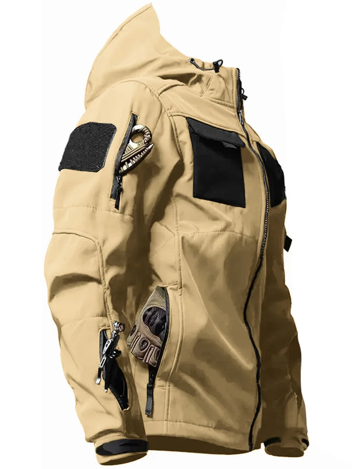 Softshell Jacke mehreren Taschen für Herren | Kapuze
