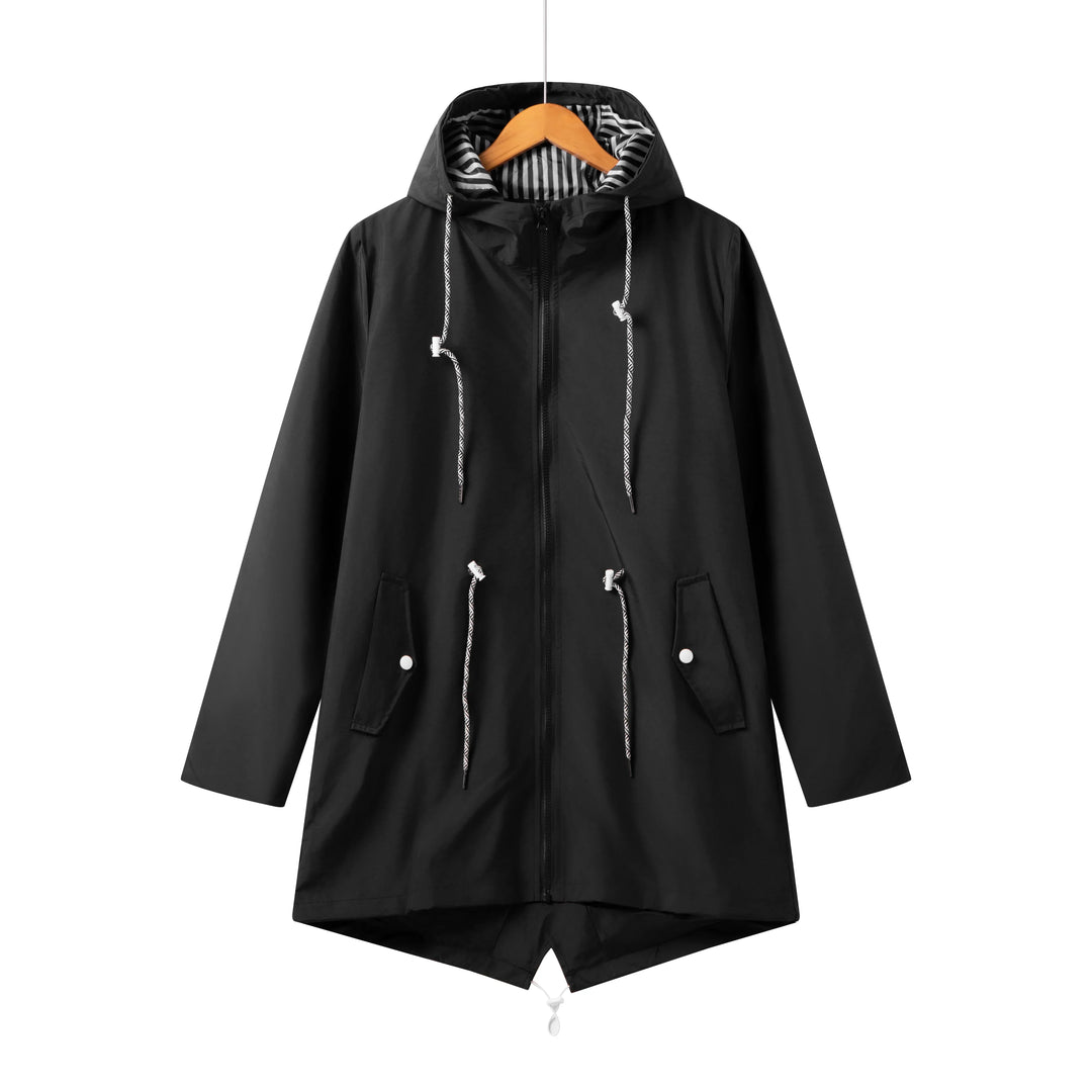 Modisch Wasserdichte Regenjacke für Damen mit Kapuze | Schlichte