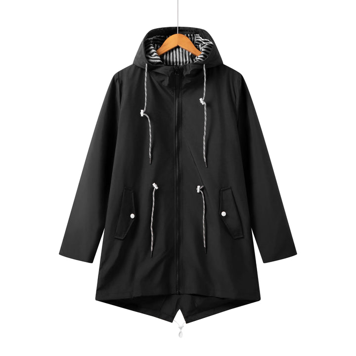 Modisch Wasserdichte Regenjacke für Damen mit Kapuze | Schlichte