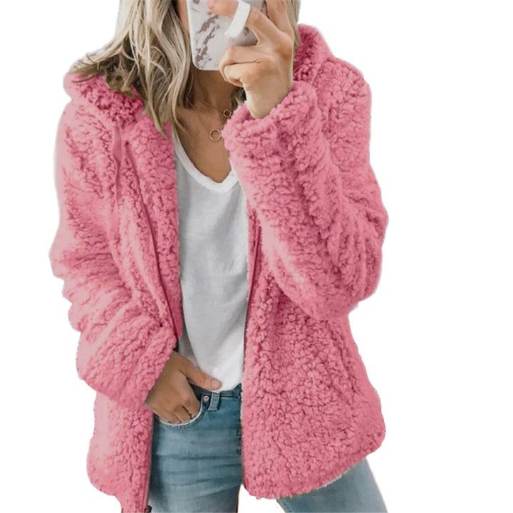 Damen Kapuzen-Teddy Jacke | Reißverschluss