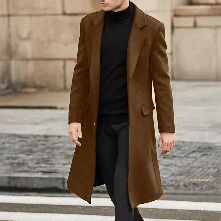 Herren Langer Trench Mantel mit Fronttasche | Stilvoll